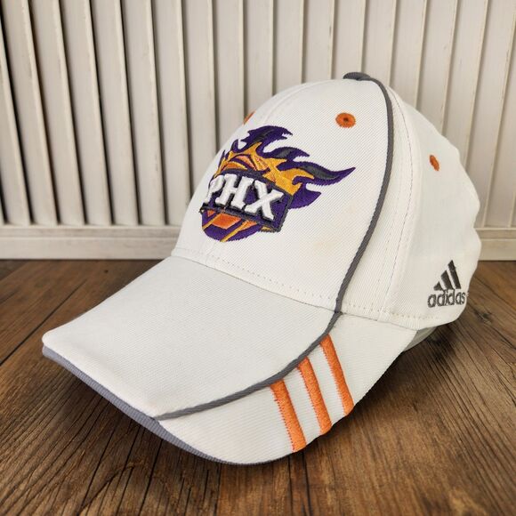 VTG Adidas Phoenix Suns NBA Hat Cap White Gray Orange Official Team Headwear Fit - Picture 1 of 12